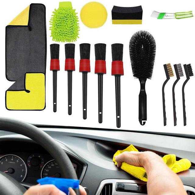 Auto Cleaning Brush Kit 15pcs/set Exterior Interior Car Detail Kit Wash  Supplies For Cleaning Automobile Interior Exterior And - AliExpress